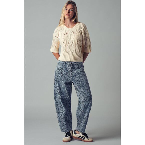 Urban Daizy Leopard Print Relaxed Straight Denim Pants - Picture 12 of 15